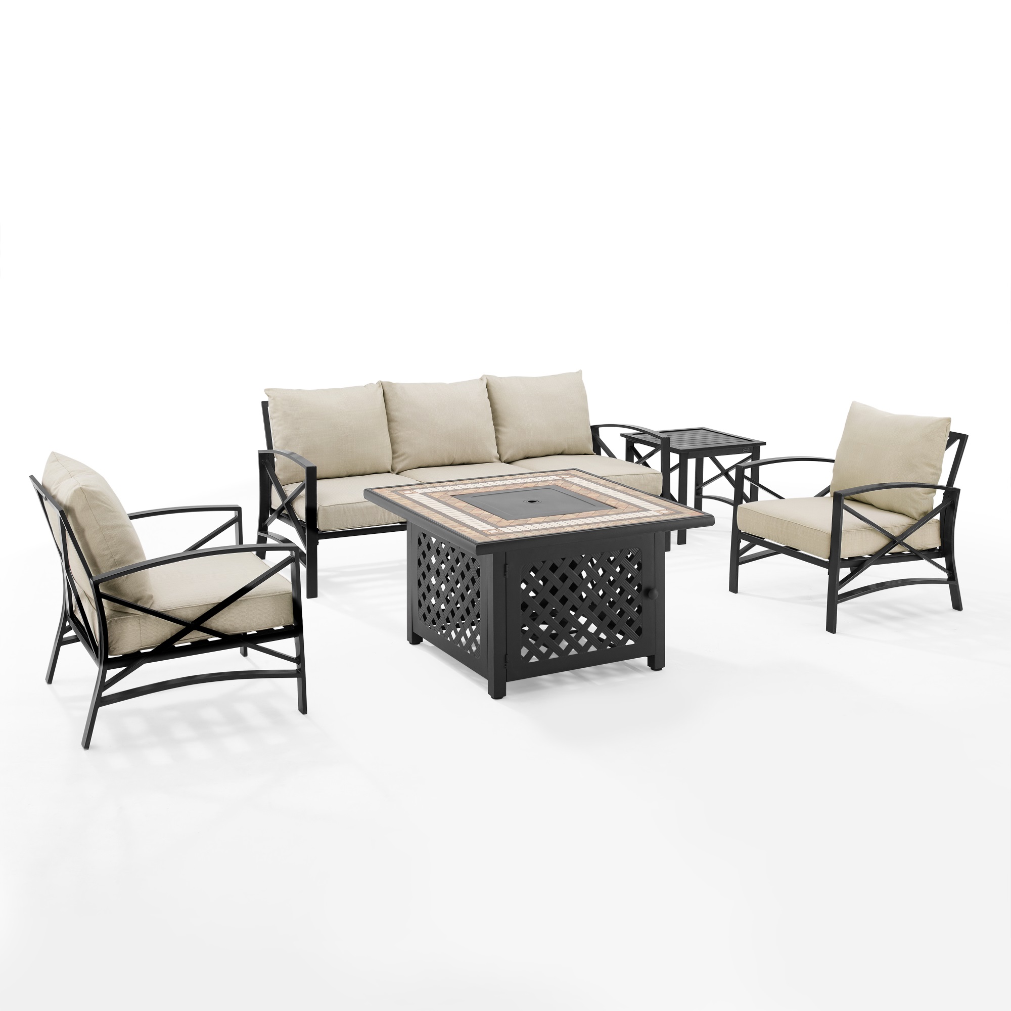 Crosley Kaplan 5Pc Outdoor Sofa Set W/Fire Table - Oatmeal