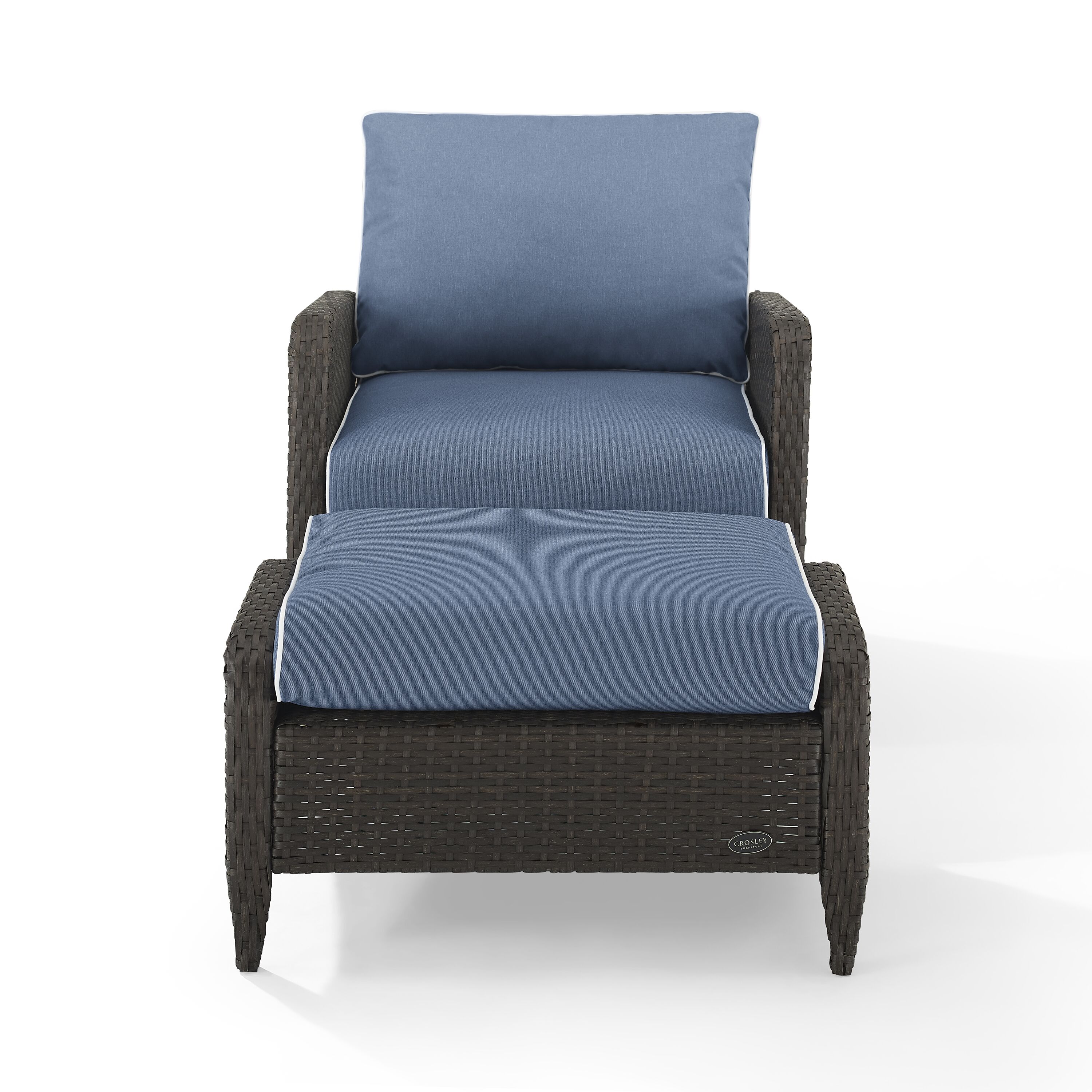 Ko70032brbl Crosley Kiawah 2pc Outdoor Wicker Chair Set Blue Brown Arm Ottoman - Crosley Outdoor Furniture Replacement Cushion Covers Ko70032brbl Crosley Kiawah 2pc Outdoor Wicker Chair Set Blue Brown Arm Ottoman - Crosley Outdoor Furniture Replacement Cushion Covers