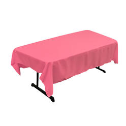 LA Linen Polyester Poplin 60"x84" Rectangular Tablecloth, Hot Pink