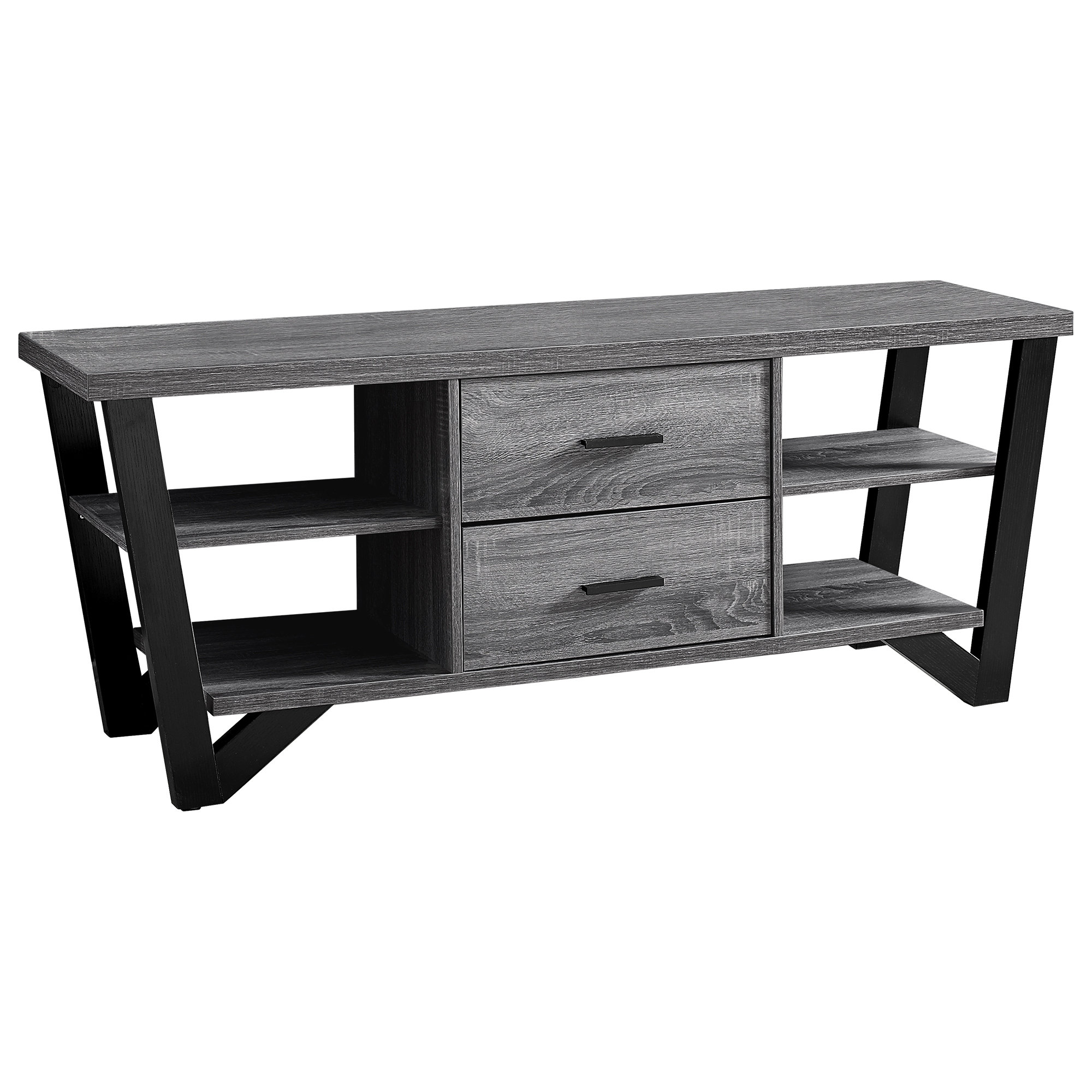 Monarch Specialties TV STAND - 60"L / GREY-BLACK WITH 2 STORAGE DRAWERS