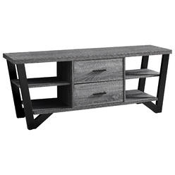 Monarch Specialties Tv Stand, 60 Inch, Console, Media Entertainment Center, Storage Cabinet, Living Room, Bedroom, Laminate, Grey, Black