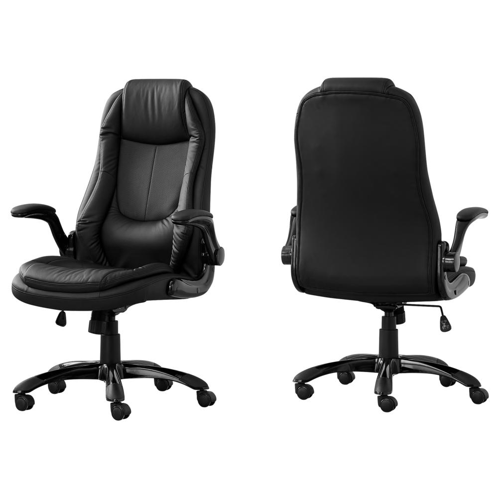 Monarch Specialties Office Chair, Adjustable Height, Swivel, Ergonomic, Armrests, Computer Desk, Work, Metal, Pu Leather Look, Black, Contemporary