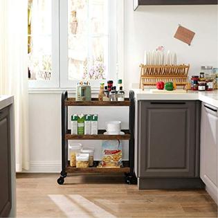 VASAGLE DAINTREE Kitchen Cart, Slim for Narrow Spaces, Rolling Storage Cart and Organizer Utility Cart on Casters, Easy Assembly, for
