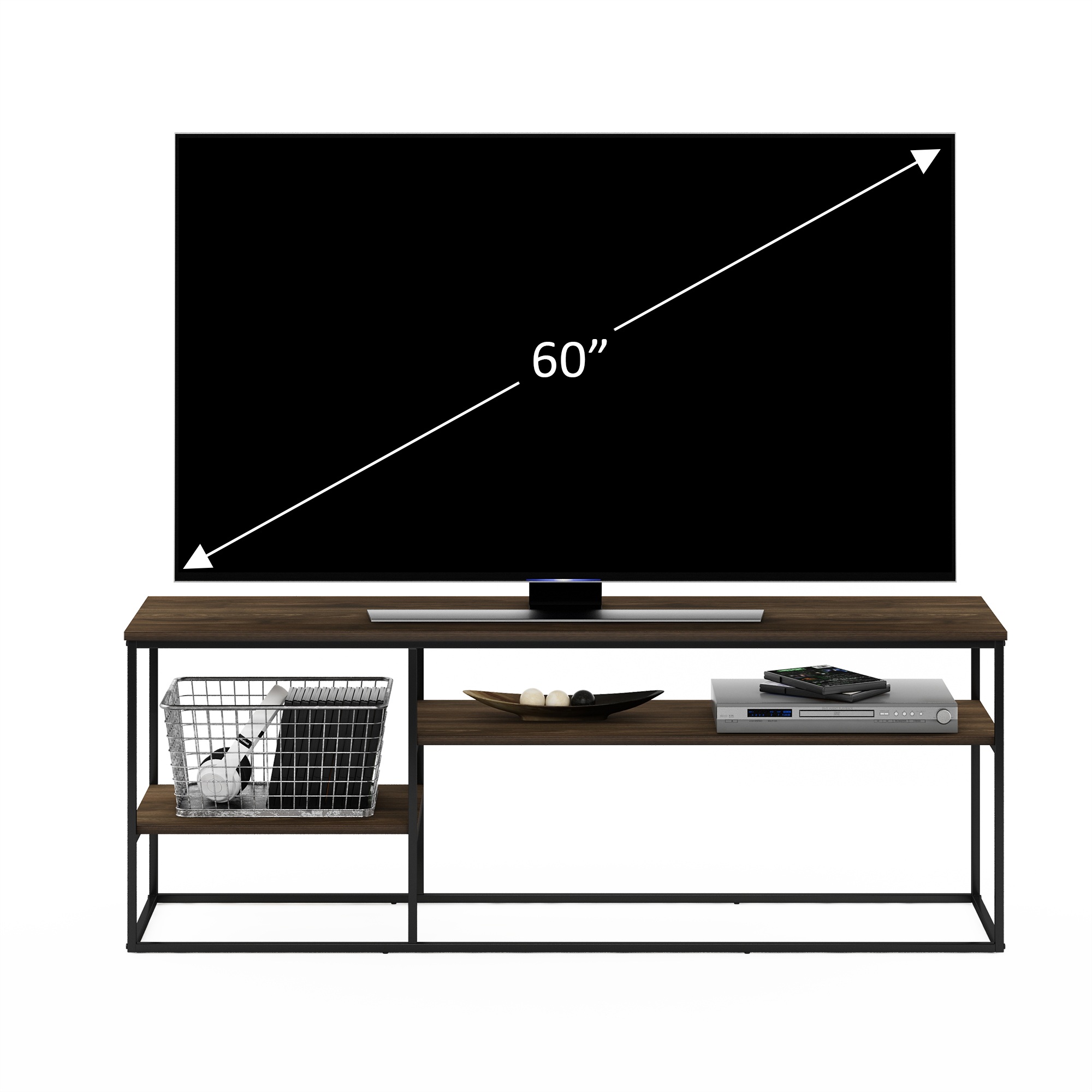 Furinno Moretti Modern Lifestyle TV Stand for TV up to 65 Inch, Columbia Walnut