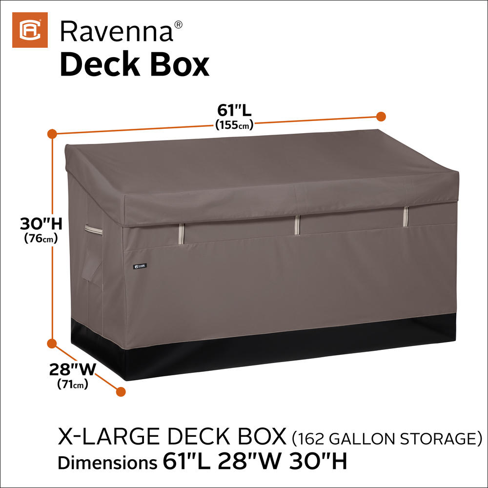 Classic Accessories Ravenna Deck Box, X-Large, 162 Gallon, Weatherproof Outdoor Storage
