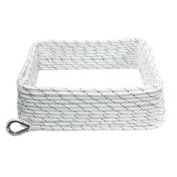 Extreme Max 3006.2502 BoatTector Double Braid Nylon Anchor Line with Thimble - 3/8" x 200', White w/ Blue Tracer