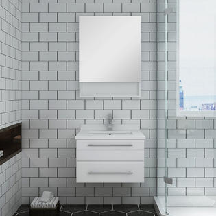 Fresca Lucera 24 White Wall Hung, 24 White Bathroom Vanity With Backsplash
