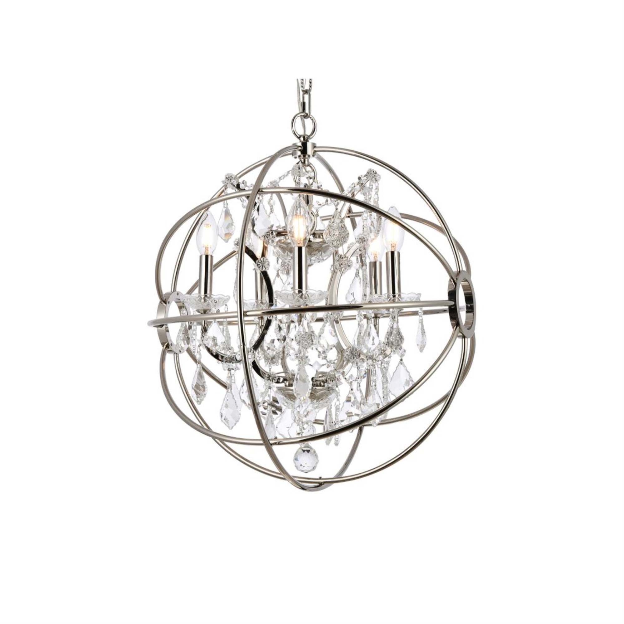 Urban Classic 1130 Geneva Collection Pendent lamp D:20" H:23" Lt:5 Polished nickel Finish (Royal Cut  Crystals)