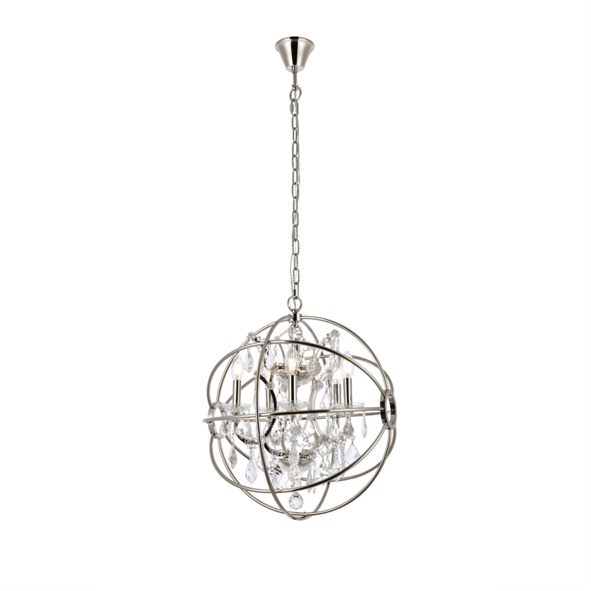 Urban Classic 1130 Geneva Collection Pendent lamp D:20" H:23" Lt:5 Polished nickel Finish (Royal Cut  Crystals)