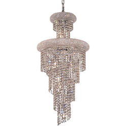 Elegant Lighting 1800 Spiral Collection Pendant D:16in H:36in Lt:10 Chrome Finish (Royal Cut Crystals)