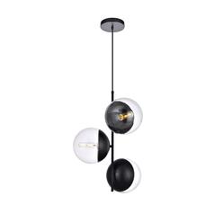 Living District LD6123BK Eclipse 3 Lights Pendant Ceiling Light with Clear Glass&#44; Black