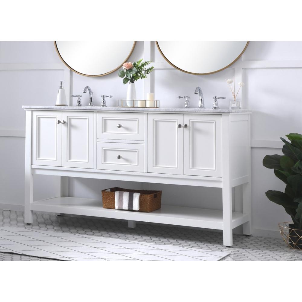 Elegant Decor 60 in. double sink bathroom vanity set in White