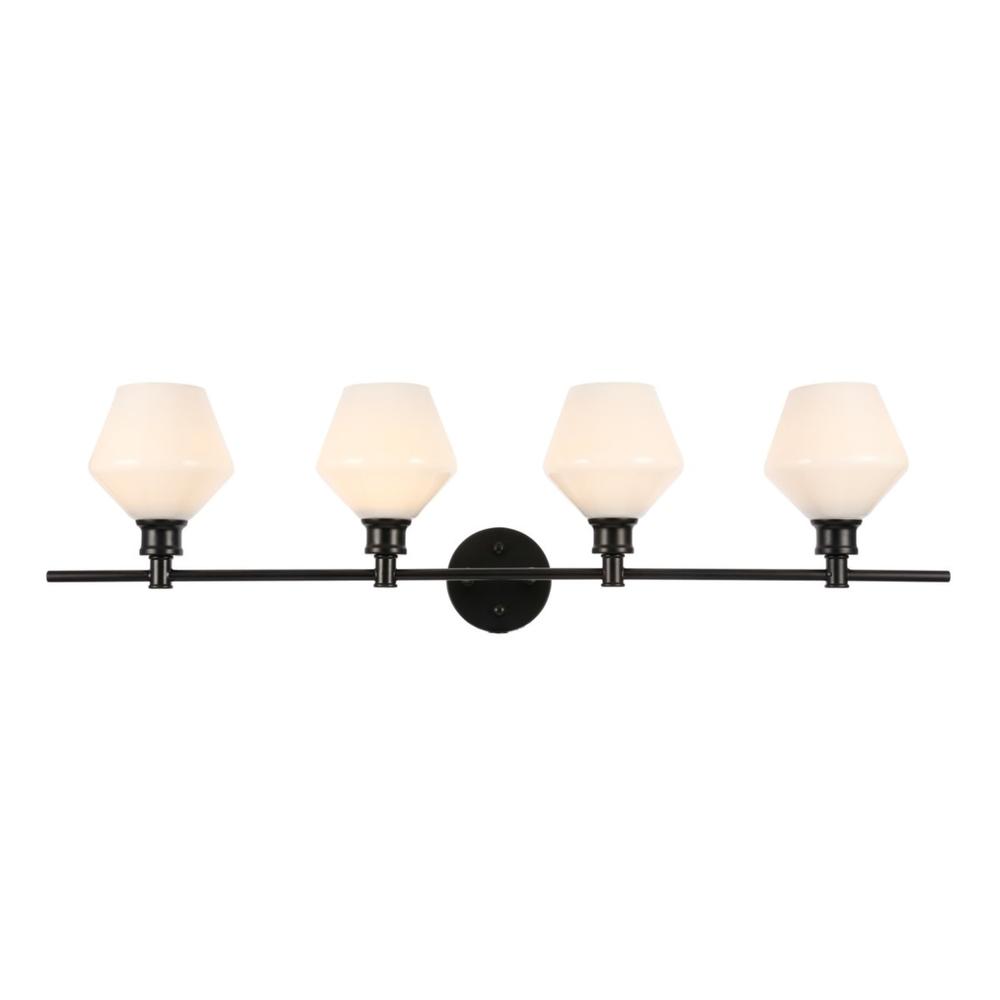 Living District Gene 4 light Black and Frosted white glass Wall sconce