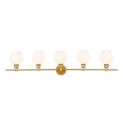 Living District LD2325BR Gene 5 Light Brass & Frosted White Glass Wall Sconce