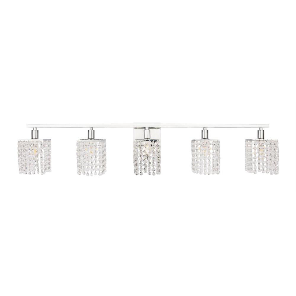 Living District Phineas 5 light Chrome and Clear Crystals wall sconce