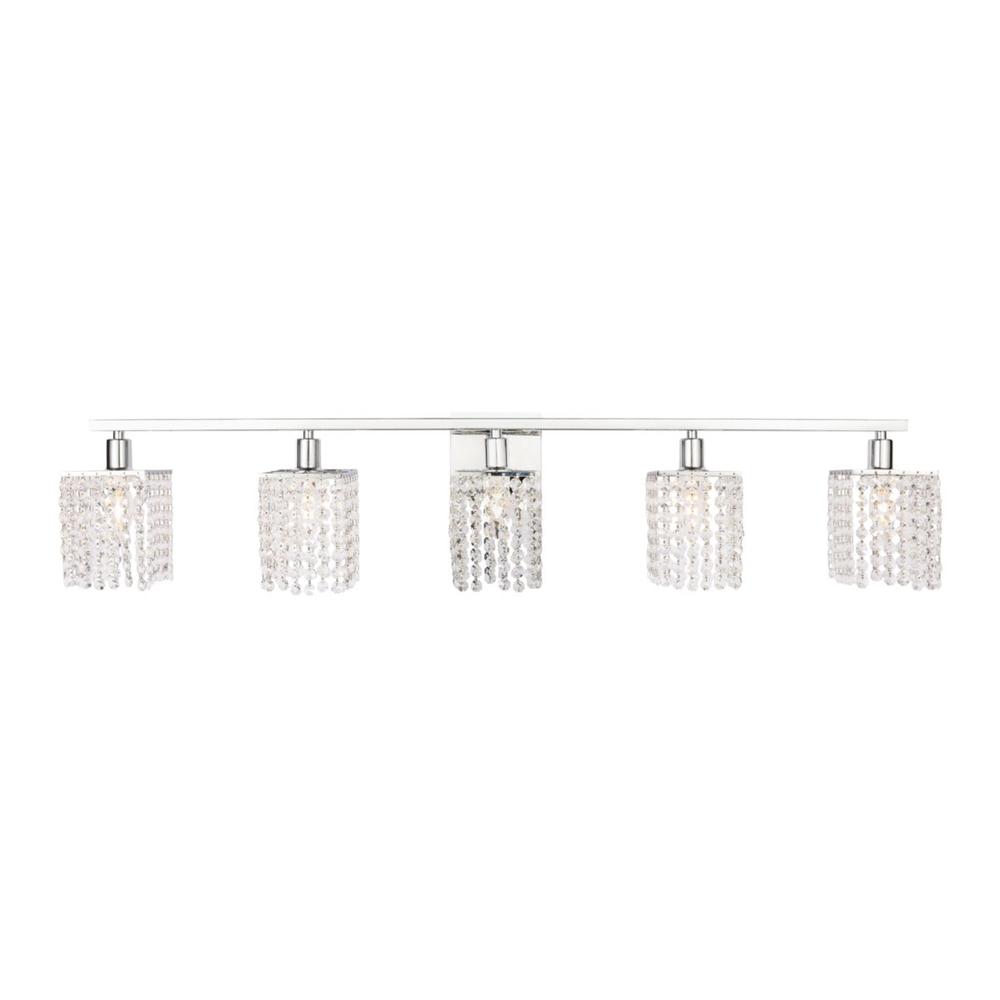 Living District Phineas 5 light Chrome and Clear Crystals wall sconce