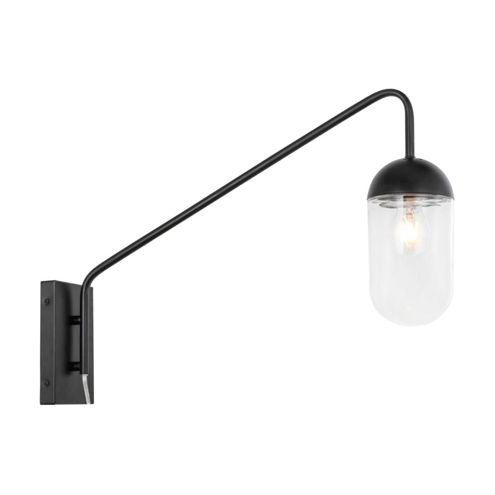 Living District Kace 1 light Black and Clear glass wall sconce