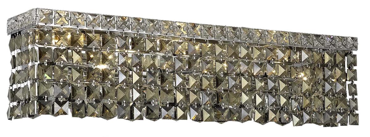 Elegant Lighting Value Maxime 6 light Chrome Wall Sconce Golden Teak (Smoky) Royal Cut Crystal