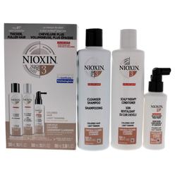 Nioxin System 3 Colored Hair Light Thinning Kit by Nioxin for Unisex - 3 Pc 10.1oz Color Safe Cleanser Shampoo, 10.1 oz Color Safe Sc