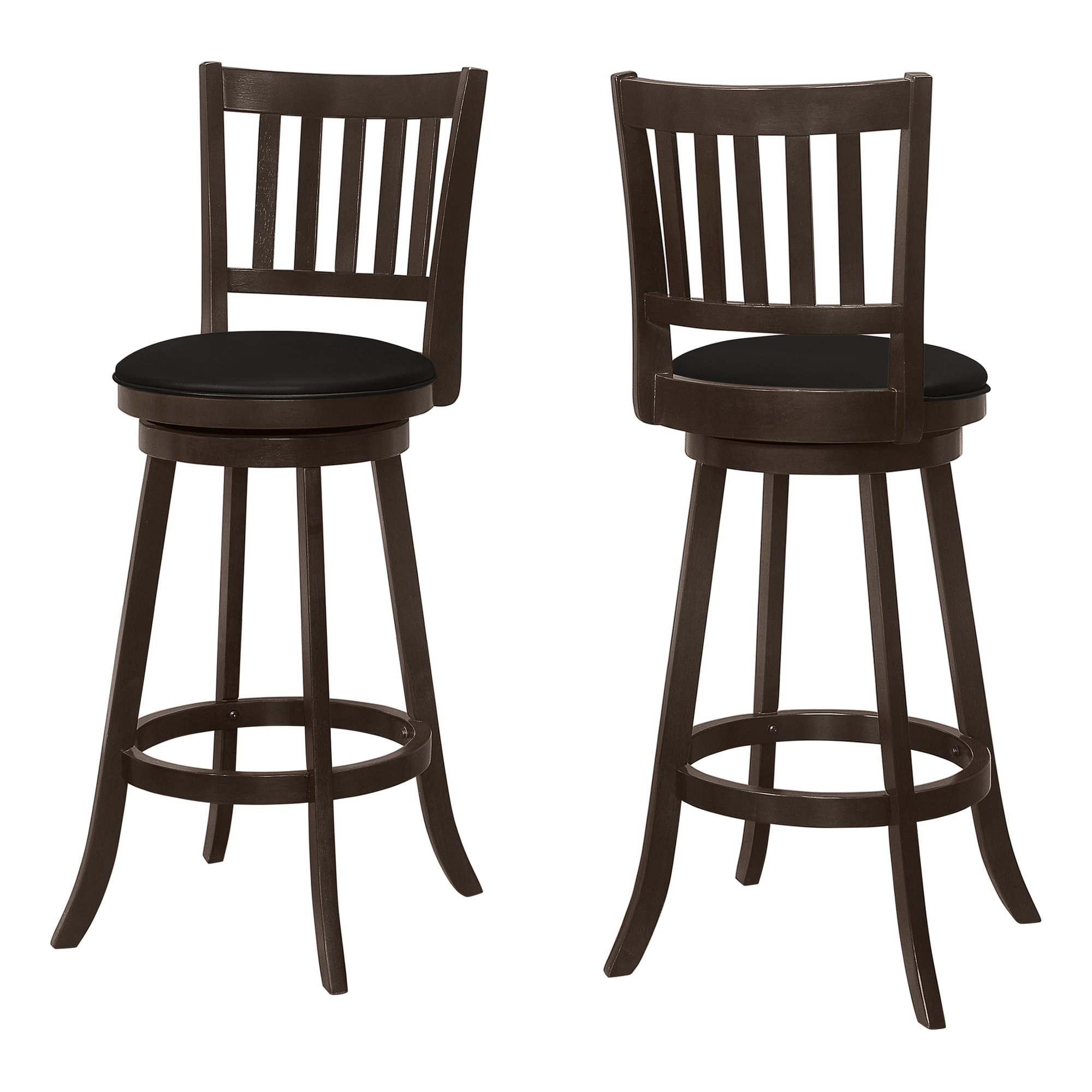 MONARCH SPECIALTIES INC Contemporary 44"H Upholstered Espresso Swivel Bar Height BarStool - 2Pcs