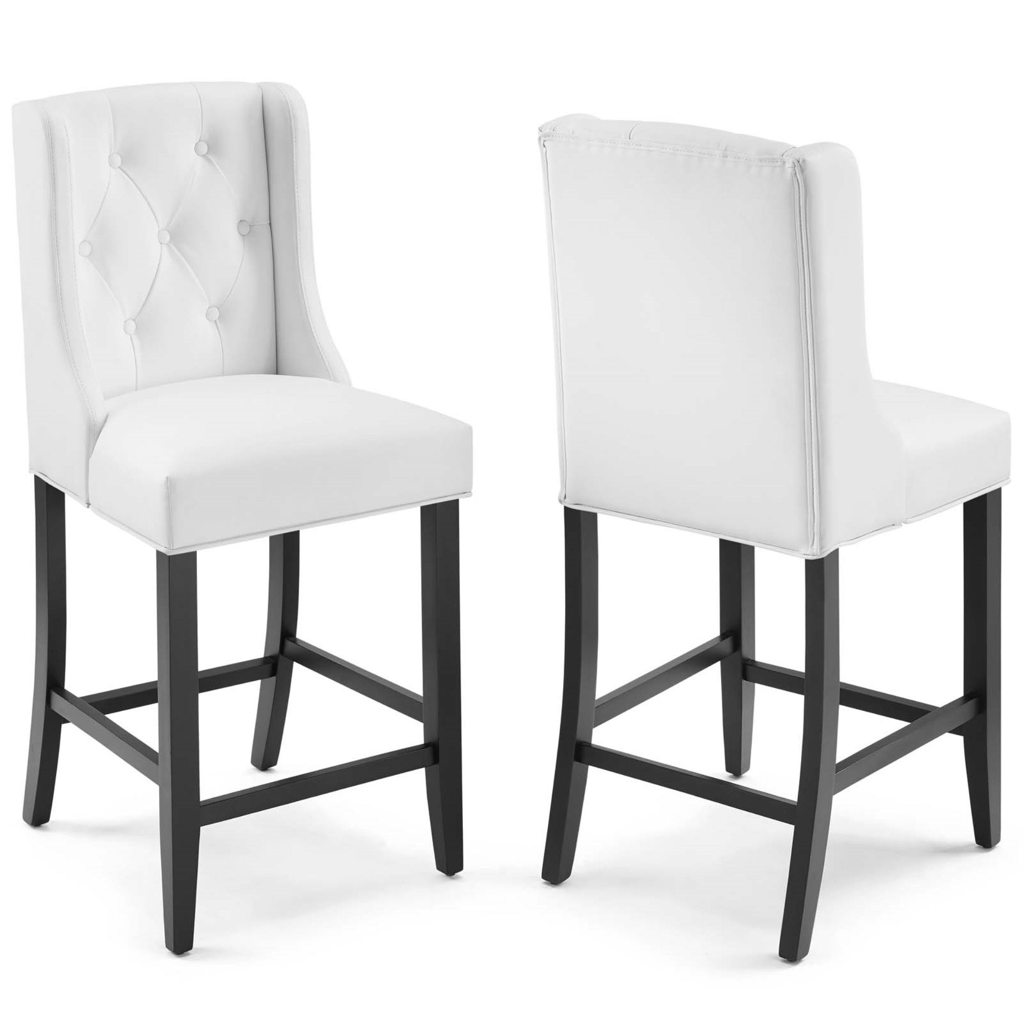 Modway Baronet Counter Bar Stool Faux Leather Set of 2 White