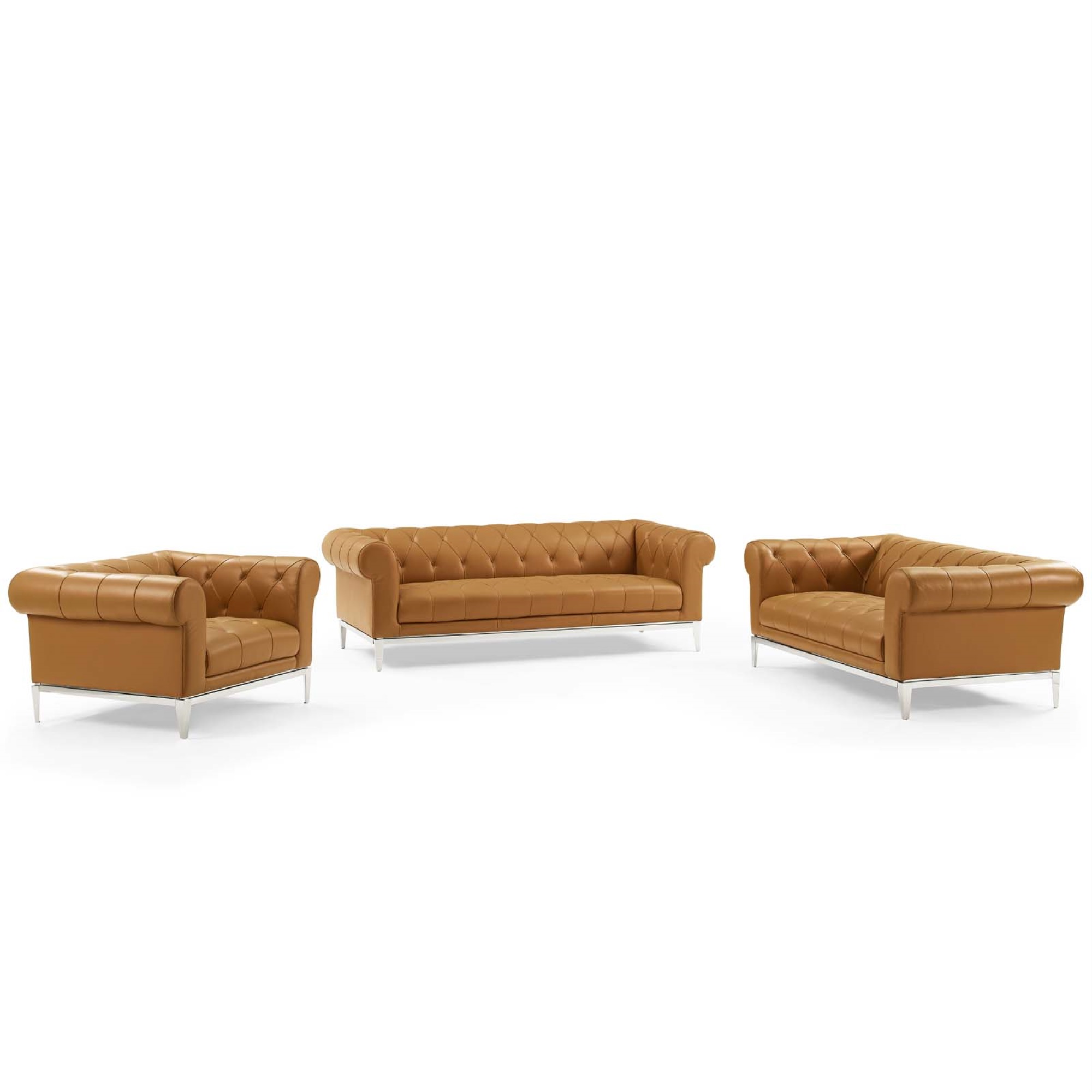 Modway Idyll 3 Piece Upholstered Leather Set - Tan EEI-4190-TAN-SET