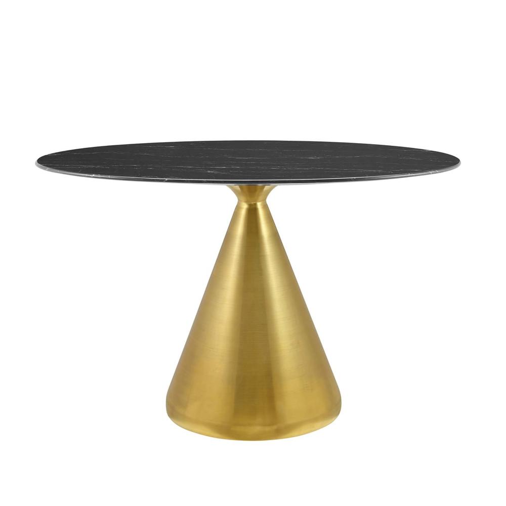 Modway Tupelo 48" Oval Artificial Marble Dining Table Gold Black