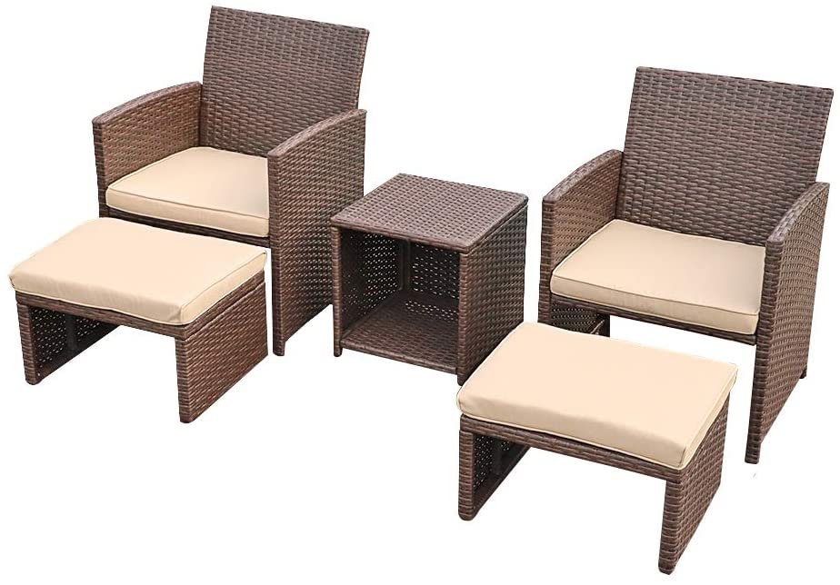 Cmvt Oc 03 Cloud Mountain 5 Piece Seating Group Patio Conversation Set Outdoor Furniture With Beige Cushions Ottomans And Storage Table Seating Group Patio Conversation Set, Cloud Mountain Outdoor Furniture