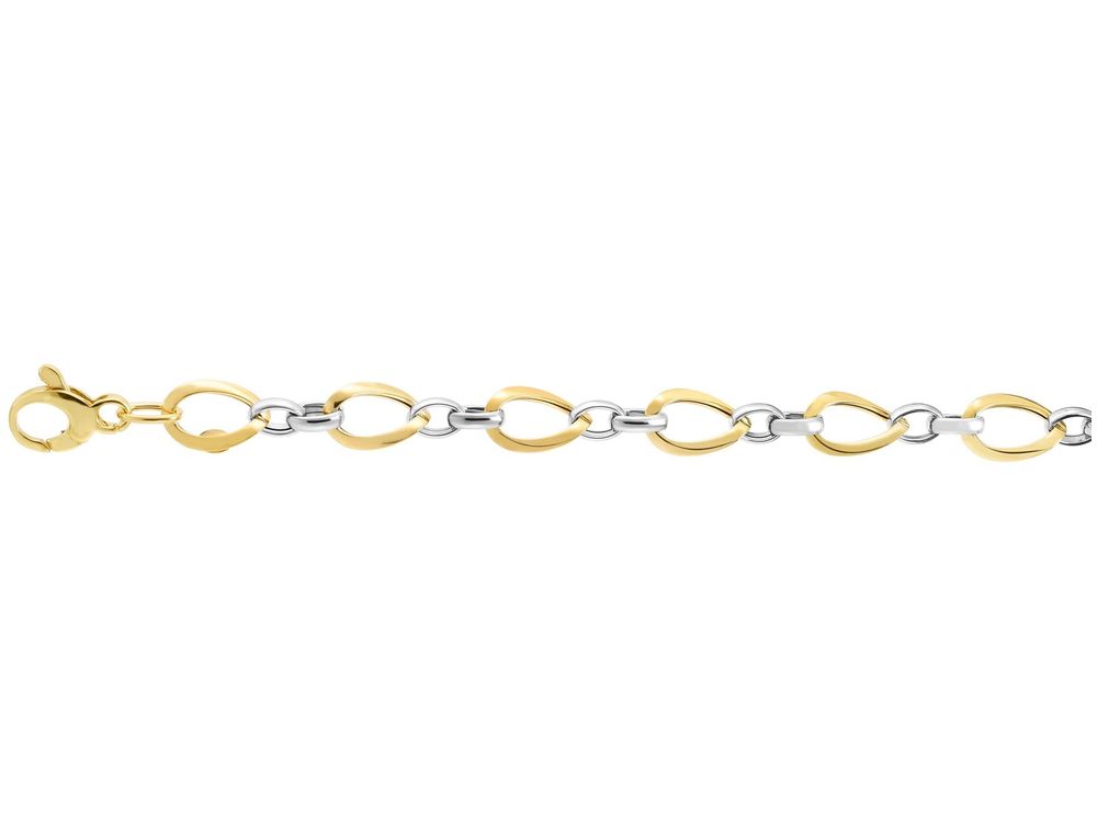 FJC Finejewelers Finejewelers 14 Kt Two Tone Gold 7.75 Inch 7.4mm Twisted Oval Tube Link Bracelet with Lobster Clasp