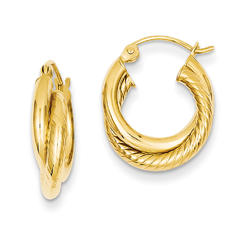 FJC Finejewelers 14k Yellow Gold Polished and Twisted Double Hoop Earrings
