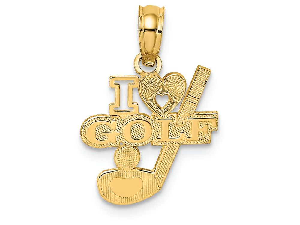 FJC Finejewelers 14k Yellow Gold I heart Golf Club Ball Charm