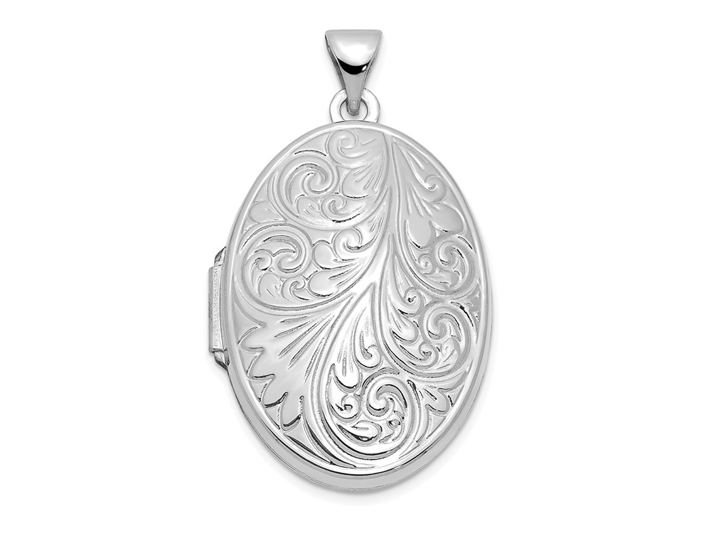 FJC Finejewelers Quality Gold XL618 14K White Gold Scroll Oval Locket Pendant