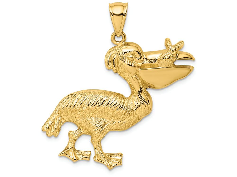FJC Finejewelers 14k Yellow Gold Pelican with Fish in Mouth Charm