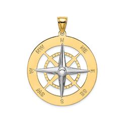 FJC Finejewelers Nautical Compass White Needle Charm in 14 kt Two Tone Gold
