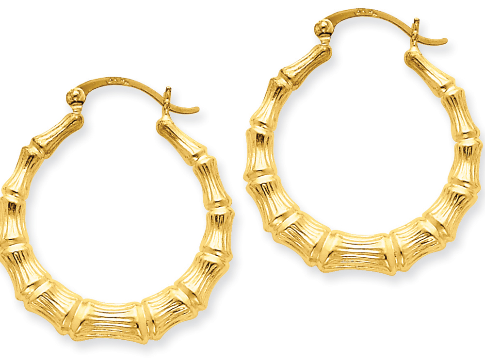 FJC Finejewelers 14k Yellow Gold Polished Bamboo Hoop Earrings