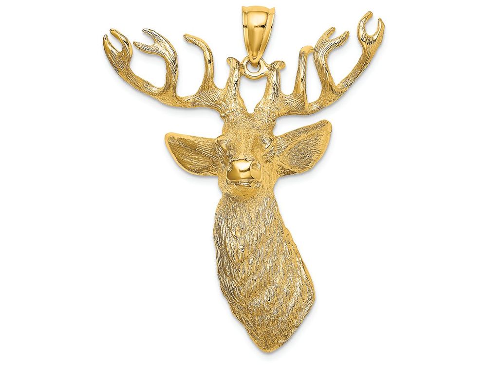 FJC Finejewelers 14k Yellow Gold 3d Deer Head with Antlers Charm