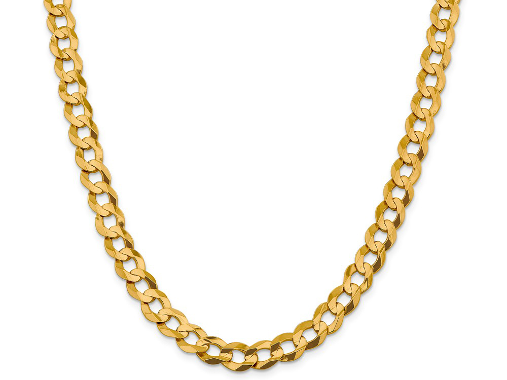 FJC Finejewelers 14 kt Yellow Gold 9.4mm Solid Polished Light Flat Cuban Chain