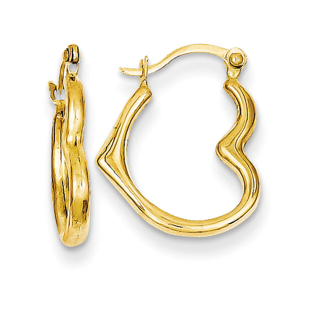 FJC Finejewelers 14k Yellow Gold Heart Shaped Hollow Hoop Earrings