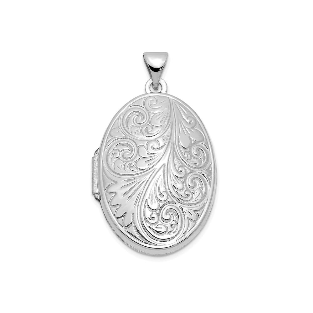 FJC Finejewelers 14k White Gold Scroll Oval Locket Pendant Necklace 18 inch chain included