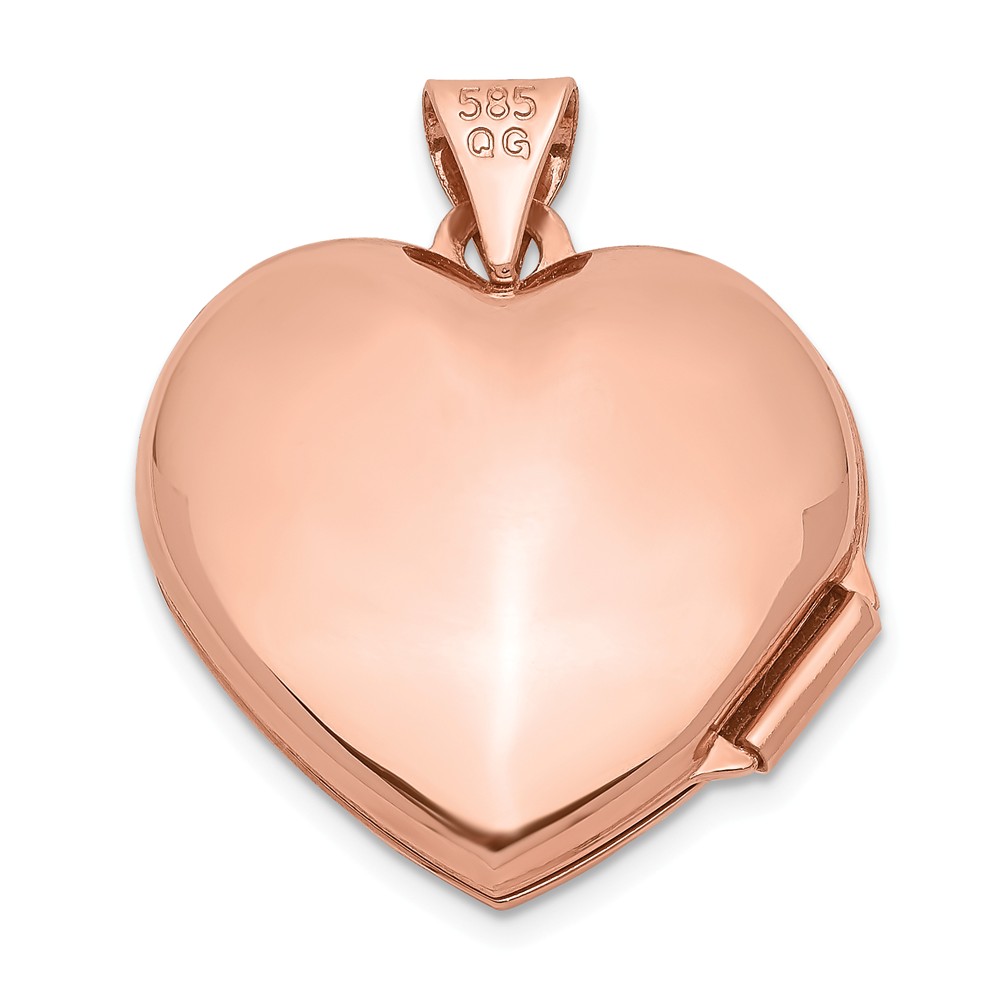 FJC Finejewelers 14k Rose Gold 18mm Domed Heart Locket Pendant Necklace 18 inch chain included