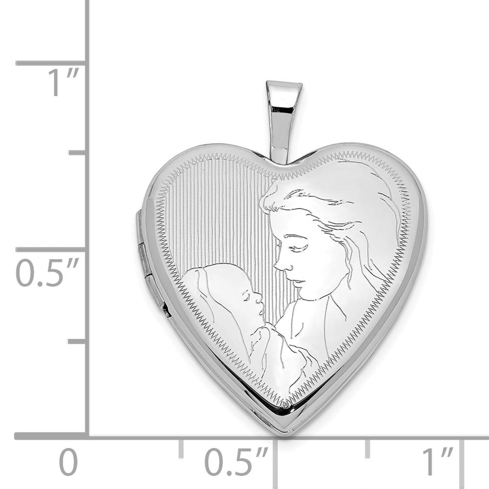FJC Finejewelers 14k 20mm White Gold Mother and Child Heart Locket Pendant Necklace 18 inch chain included