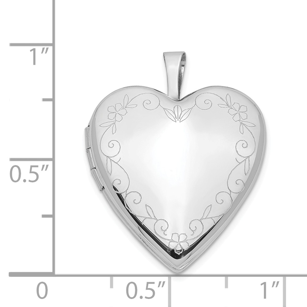 FJC Finejewelers 14k 20mm White Gold Flower Vine Border Heart Locket Pendant Necklace 18 inch chain included