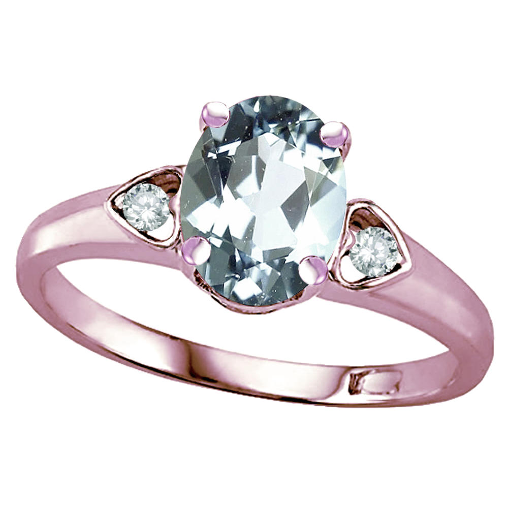 Star K Oval 8x6 Genuine Aquamarine Love Promise Ring