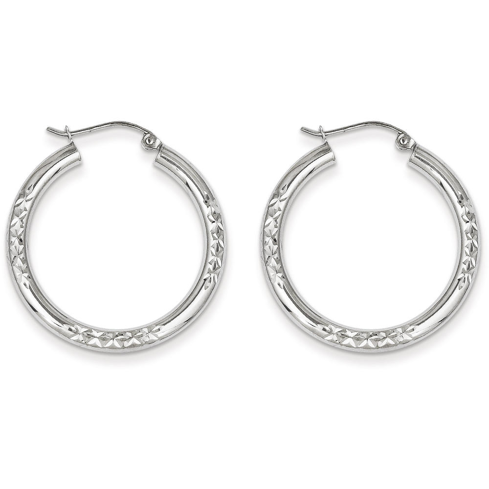 FJC Finejewelers 10k White Gold Cut 3mm Hoop Earrings
