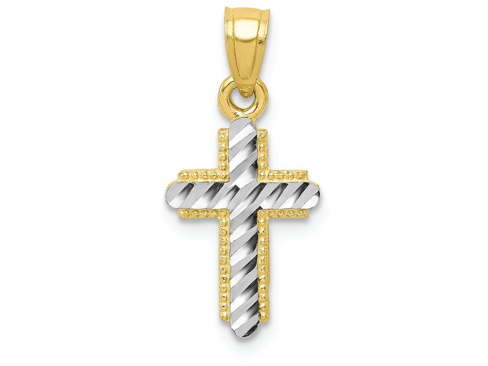 FJC Finejewelers 10k Yellow Gold with Rhodium Bright Cut Cross Charm