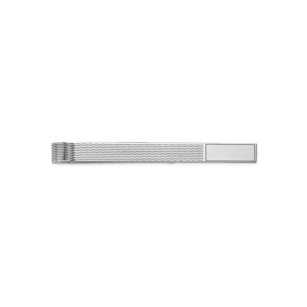 FJC Finejewelers 14 kt White Gold Tie Clip Grooved Engravable Tie Bar 48 mm x 8 mm