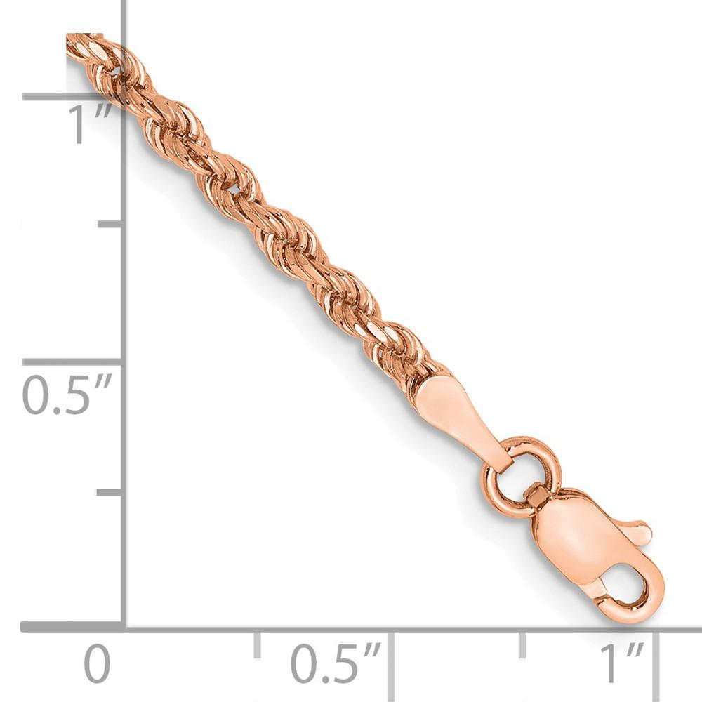 FJC Finejewelers 14 kt Rose Gold Hand Made Bright Cut Rope Bracelet Lobster Clasp 7 Inches x 2.25 mm