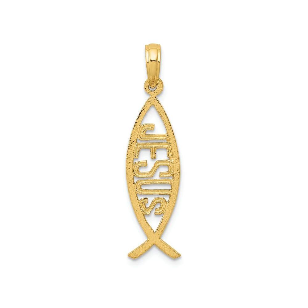FJC Finejewelers 14k Yellow Gold Ichthus Fish with Jesus Charm