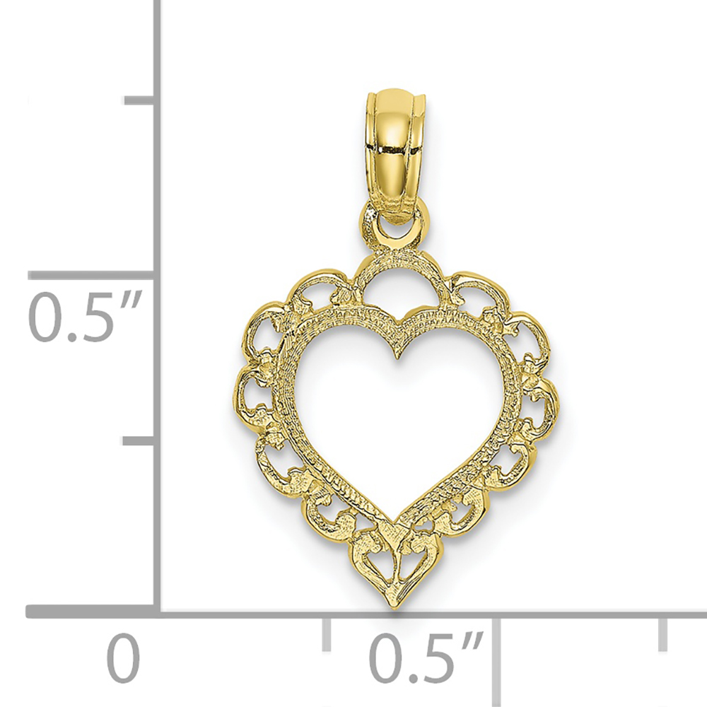 FJC Finejewelers 10k Yellow Gold Heart with Lace Trim Charm