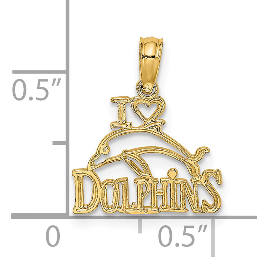 FJC Finejewelers 14k Yellow Gold I heart Dolphins with Dolphin Picture Charm